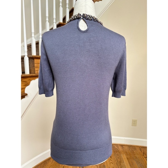 Zara knit short sleeve top with jeweled neckline, NWT, S - Picture 8 of 12